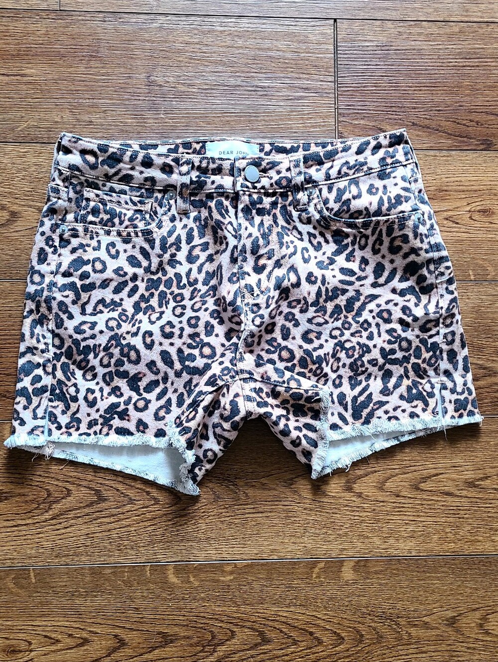 Dear John Gigi Fray Hem Leopard Shorts Size 28